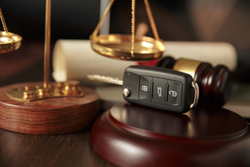 Car keys on lawyer's table symbolizing DUI defense
